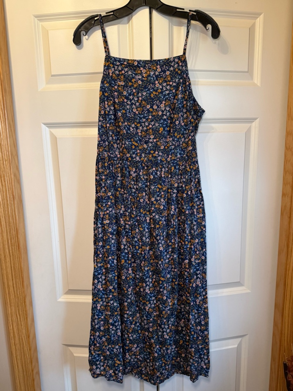 Old Navy Navy Floral Smocked Dress with Pink and Yellow Accents